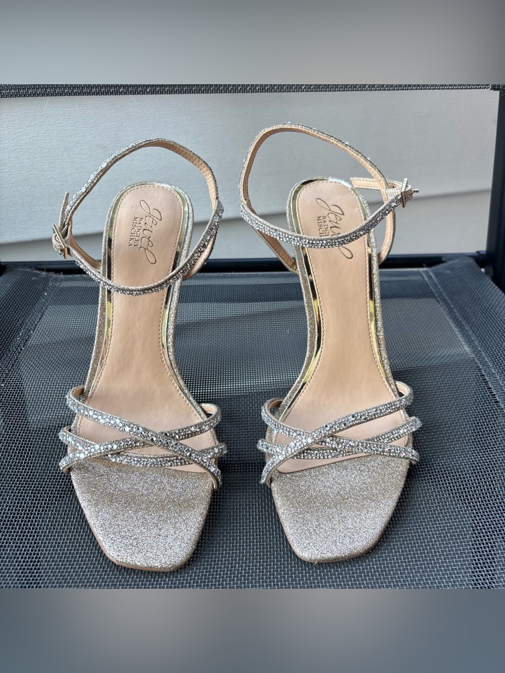 Jewel Badgley Mischka Evening Heels Sandals Size 8.5